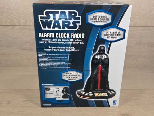 Star Wars 12" Darth Vader Alarm Clock Radio Factory Sealed Light Up Lightsaber - Picture 7 of 10