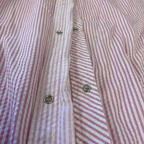 Anthony Richards House Coat Dress Women 1x Seersucker Pink Snap Granny Cottage - Picture 9 of 12