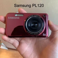 Samsung PL120 14.2MP Dual LCD Vintage Digital Camera Selfie Screen Red w/battery