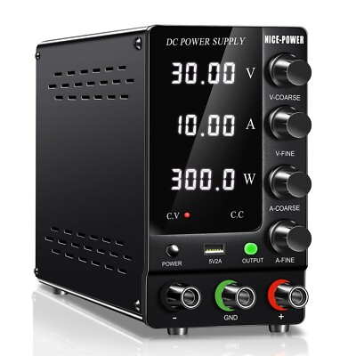 Lab Bench Power Supply 30v 10a 5v USB DC Variable Constant Voltage Current 300W