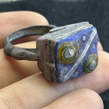 Ancient Roman mosaic glass bronze ring