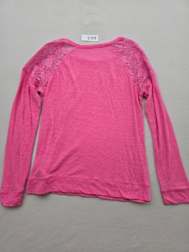 LEI Sweater Big Girls Large Pink Crew Neck Long Sleeve Floral Lace Pullover - Picture 13 of 13