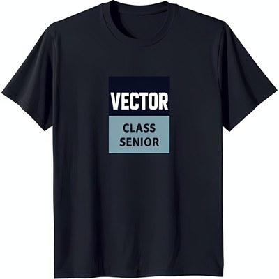 Stylish Black T-Shirt with Bold Graphic: VECTOR CLASS SENIOR Design