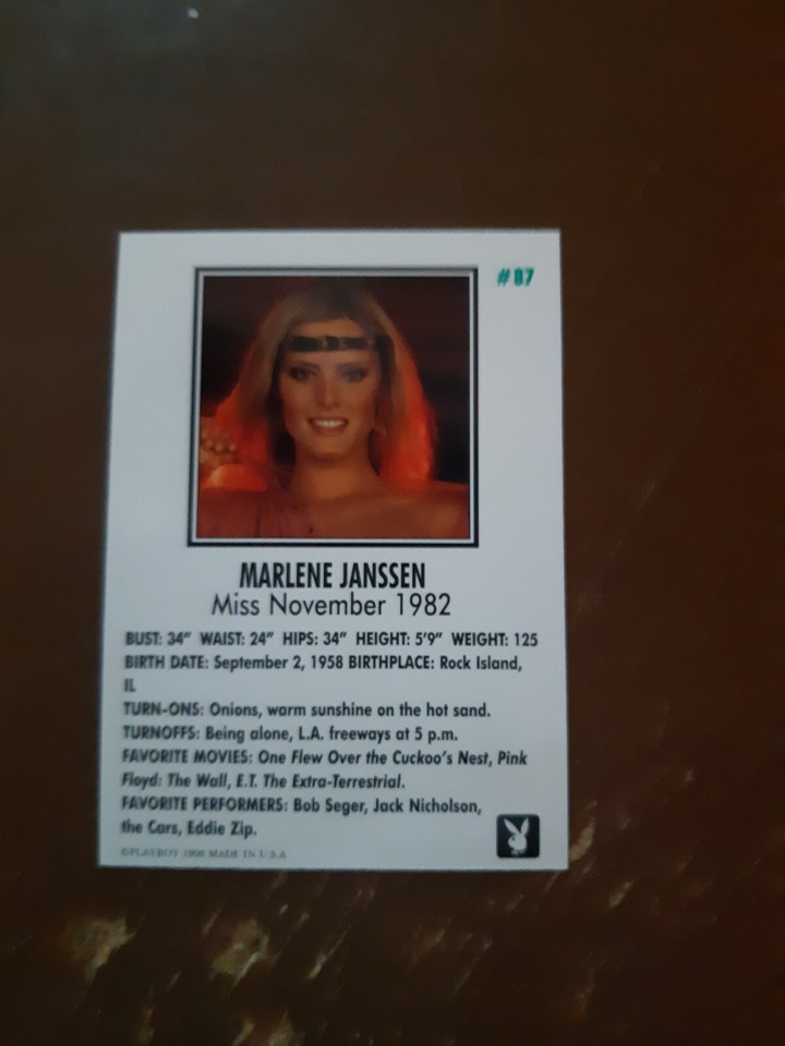 1998 Playboy September Edition card #87 MARLENE JANSSEN AUTO 617/1300