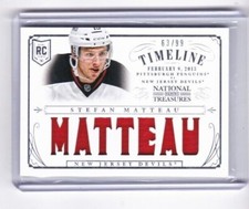 2013 2013-14 PANINI NATIONAL TREASURES STEFAN MATTEAU TIMELINE MATERIALS 63/99