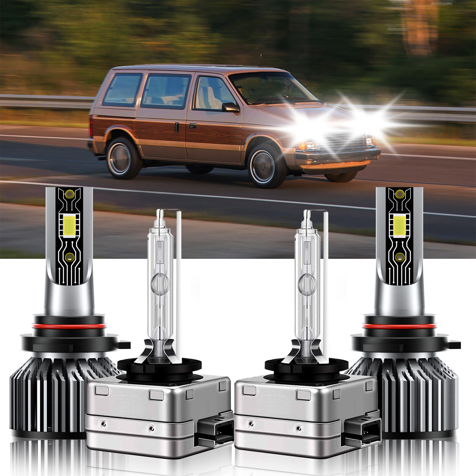 For Chrysler Voyager 2020-2020 9005+D3S LED HID Headlight Bulbs High Low Beam
