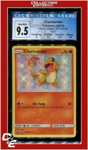 Hidden Fates SV6 Charmander Holo CGC 9.5 - Subgrades