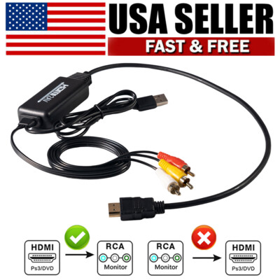 HDMI To RCA AV Converter Adapter 1080P CVBs 3RCA For Video Audio TV PC DVD