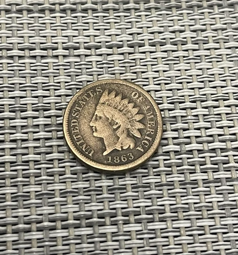 1863 OPEN 3 U.S. "INDIAN HEAD" PENNY/CENT COIN- VG #A23