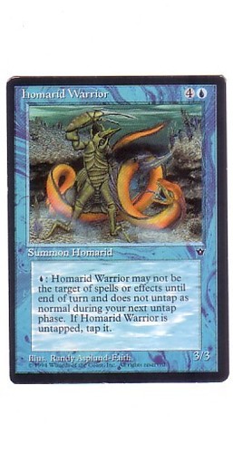 MTG MISPRINT ERROR FALLEN EMPIRES HOMARID WARRIOR MISCUT (TWISTED) BLUE CREATURE