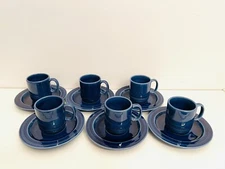 🟠 Franco Pozzi servizio da caffè in ceramica blu anni 70