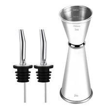 Pafusen Jigger for Bartending with 2 Pourers, Japanese Jigger with 5 Measurem...