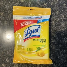 Lysol Wipes Travel Pack 1ea 15ct Pk Lemon & Lime Scent-Kills 99% Germs-SHIP 24HR