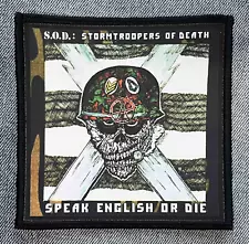 SOD Speak English Or Die Sublimated Printed Patch | S.O.D. Thrash Band Logo