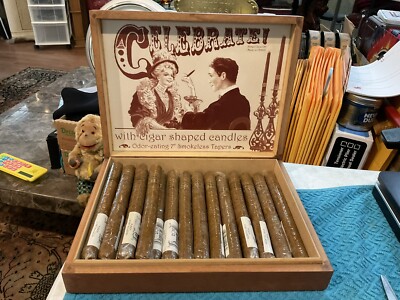 PUNCH HABANA W/ LABELED BOX 8'' X 10.5'' / 16 HANDMADE CIGAR SHAPED 7  CANDLES