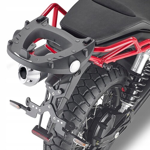 Support top case Moto Guzzi V85 TT 2019 noir en acier robuste pour bagagerie moto