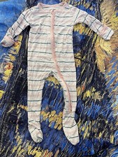 Kickee Pants Pink Printed Ruffle Footie Zippy Bamboo Girls Size 6-9 Months H24