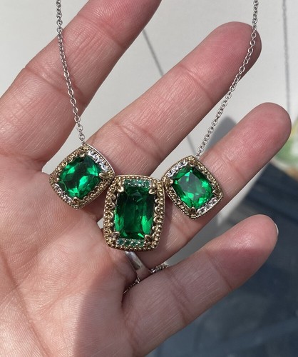 Gems en Vogue Sterling & Gold Embraced Emerald & Green Quartz Ekaterina Necklace
