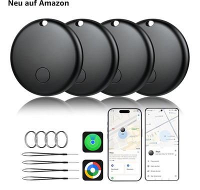 2026 Anti-Verlust-Tag Schlüsselfinder 4er IP65 Akku bis 365T Schwarz