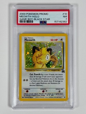 2000 Pokemon Meowth Black Star Game Boy Promo English Holo #10 - PSA 7 (NM)