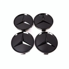 4 pcs 75mm Wheel Center Caps Hubcaps Emblem Glossy Black for Mercedes Benz AMG