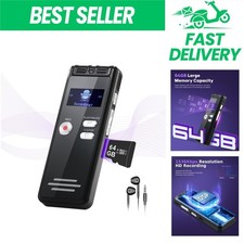 NekSide Enregistreur Double Micro Activé par la Voix 64 Go - Dispositif d'Enregistrement Audio HD