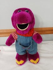 Vintage Barney Dinosaur Farmer Overalls Plush 12"