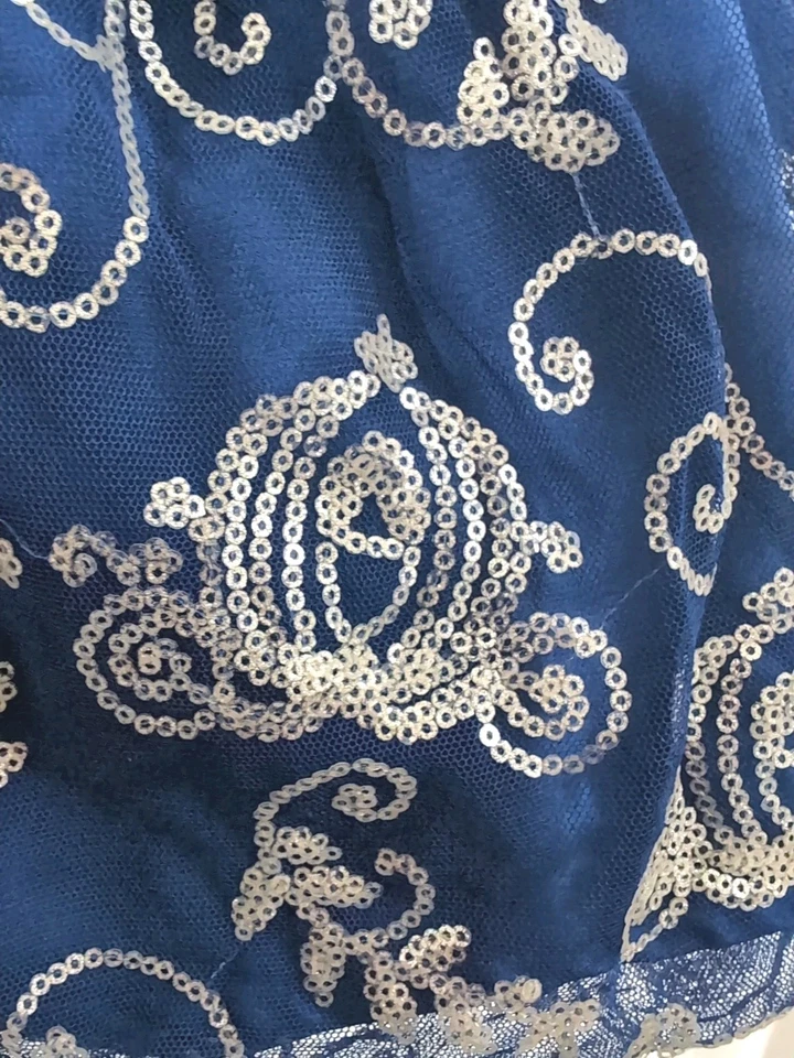 Vestido prata azul princesa Cinderela parques da Disney glitter carruagem infantil tamanho 3 - Imagem 3 de 4