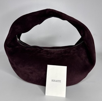 Khaite Olivia Medium Suede Hobo Bag Rouge Nior