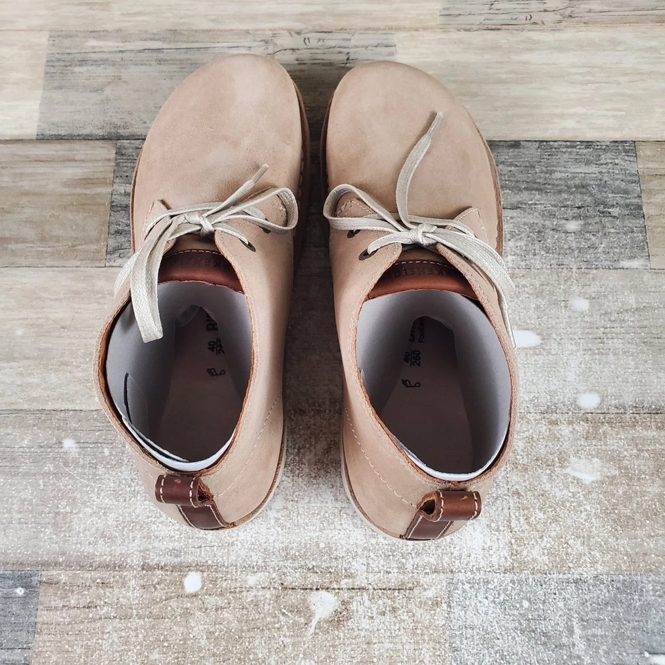 Zapatos Birkenstock Harris para mujer talla 9 arena gamuza cómodos con cordones parte superior media punta redonda Foto 4 de 4