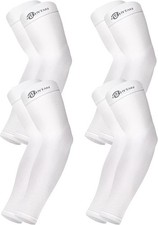BHYTAKI Cooling Compression Arm Sleeves for Men Women,UPF50 UV Sun 4 White