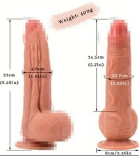 Consolador 8 pulgadas de largo realista de succión bolas para el pene juguete sexual Dong tipo carne