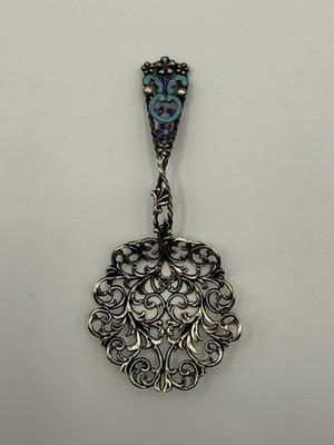 Rare Antique W&S Blackinton Sterling Silver Enameled Tomato Berry Serving Spoon