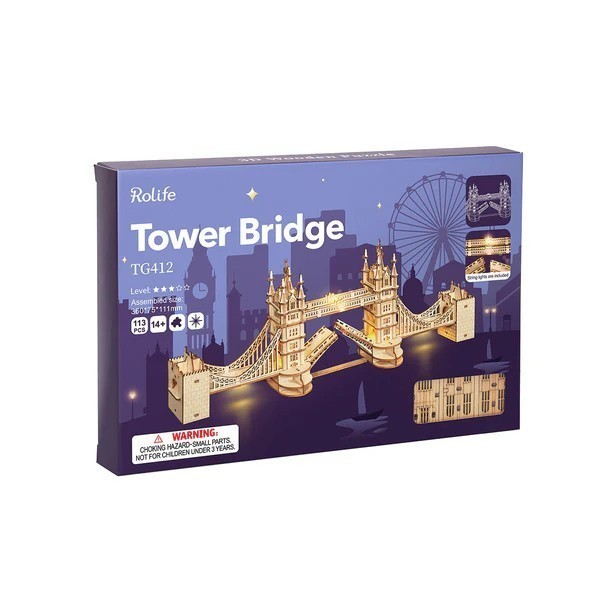 Tower Bridge Model Kit 3D Wooden London Puzzle Construction - Classic Toy Gift