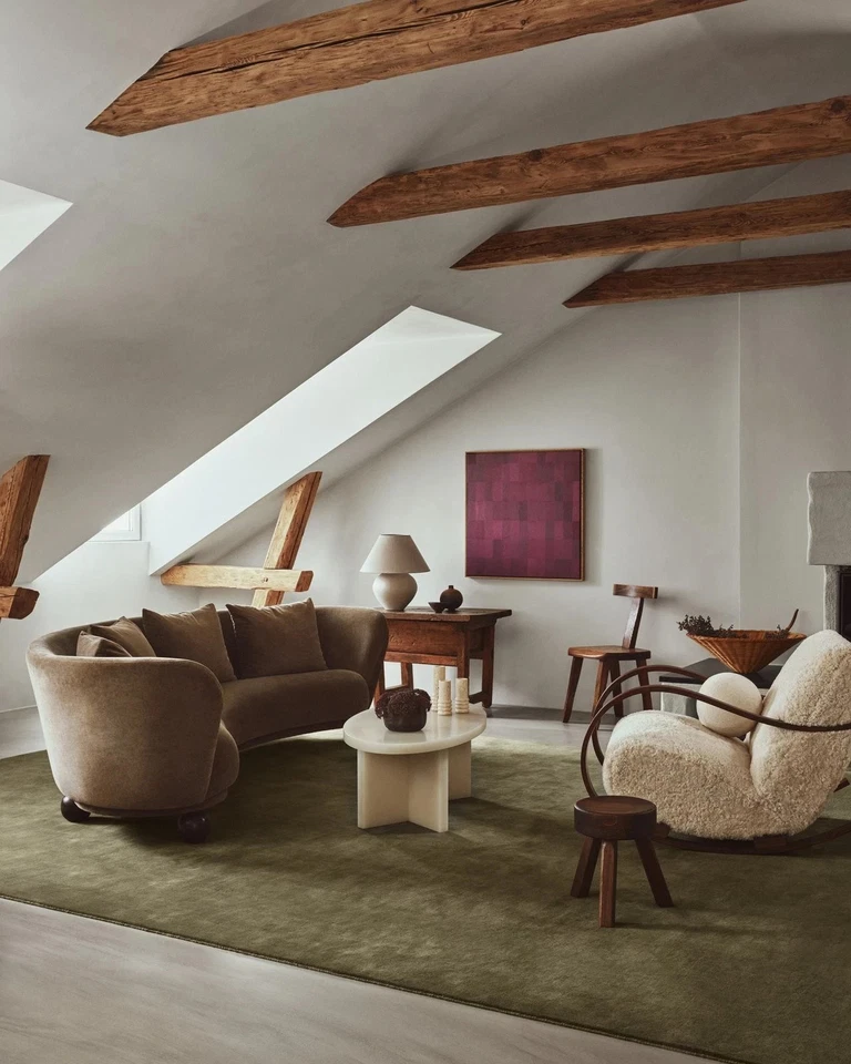 Alfombra de lana acolchada a mano 9x12 pies -Nordic Knots Grand alfombra de lana verde oliva 8x10 Foto 2 de 4