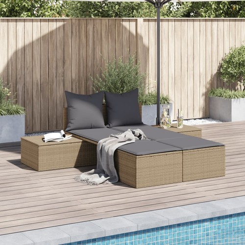 Doppel-Sonnenliege mit Auflagen Gartenliege Liegestuhl Loungeliege Poly Rattan - Bild 4 von 72
