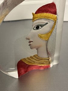 Mats Jonasson Unique 3D Egyptian Face Crystal Mass Sculpture Sweden Signed 65140