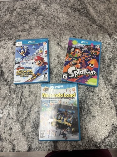 Nintendo Wii U Game Lot Mario And Sonic Olympic Winter, Nintendo Land & Splatoon