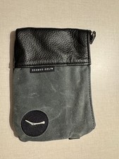 Seamus Golf Zipper Pouch, Black Leather / Canvas, Broken Tee 7.5  X 5.5  