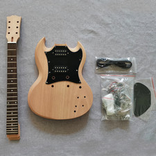 DIY electric sg guitar kit 2pcs solid mahogany body hh pickup set neck bone nut
