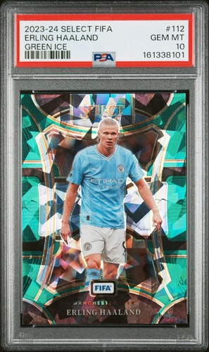 2023-24 SELECT FIFA ERLING HAALAND GREEN ICE SSP-PSA 10-POP 1-RARE PARALLEL