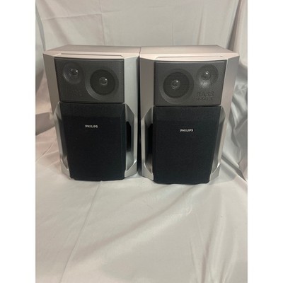 Philips FWB-C280/17 Bookshelf Speakers Pair 6 Ohm Silver Black Wired Bass Reflex