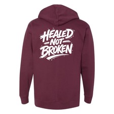 NEW InkAddict UNISEX HEALED NOT BROKEN Hoodie MAROON SMALL-3XLARGE MADE IN USA