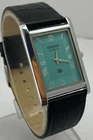 Vintage Style Seiko Slim Rectangular Roman Teal Dial Wristwatch Case 25mm
