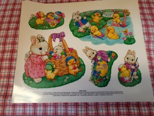Adorable Vintage 90s (?) Lot 4 Sheets Easter Spring Window Clings USA