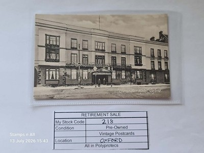 Vintage Postkarte Clarendon Hotel, Oxford in Polyprotec #218 RUHESTANDSVERKAUF