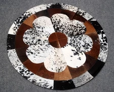 Cowhide Round Patchwork Carpet Handmade Cowhide Carpet  Home Décor Carpet 786