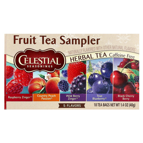 Fruit Tea Sampler, 5 Flavors, Caffeine Free, 18 Tea Bags, 1.4 oz (40 g)