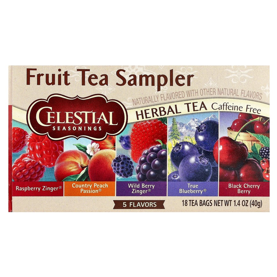 Fruit Tea Sampler, 5 Flavors, Caffeine Free, 18 Tea Bags, 1.4 oz (40 g)