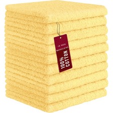 100 Cotton Washcloths 12x12 In, Butter Yellow